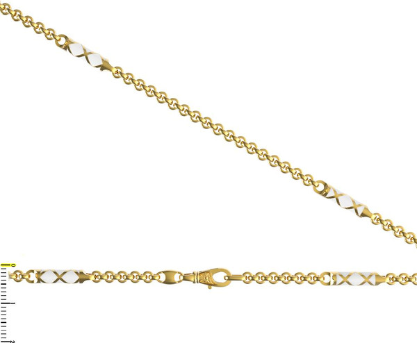 Цепь из лимонного золота 585 пробы c эмалью