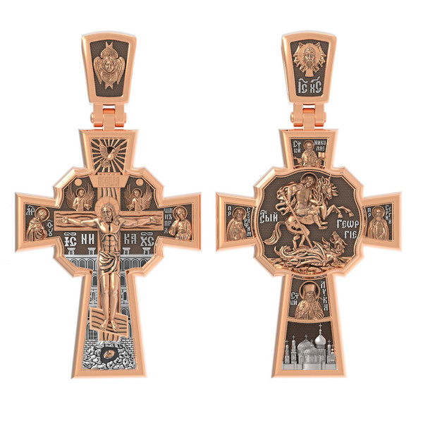 Крест из красного золота 585 пробы