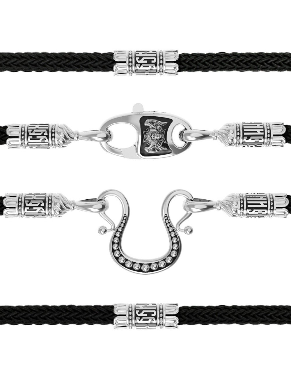 Шнурок шёлковый из белого золота c шёлковым шнурком