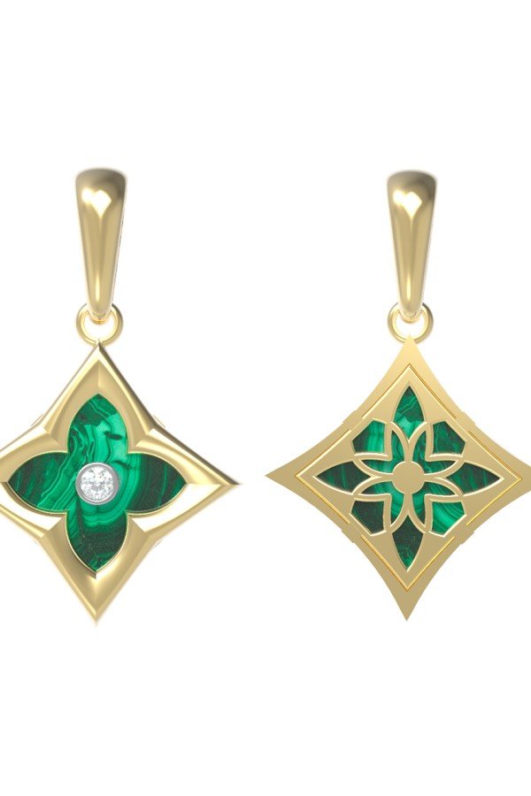 Подвеска из лимонного золота c бриллиантами и малахитом