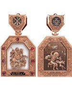 Образок из золота c эмалью и рубином