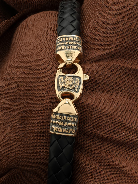 Браслет из красного золота 585 пробы c шнурком