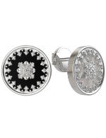 Серьги из белого золота c ониксом и перламутром