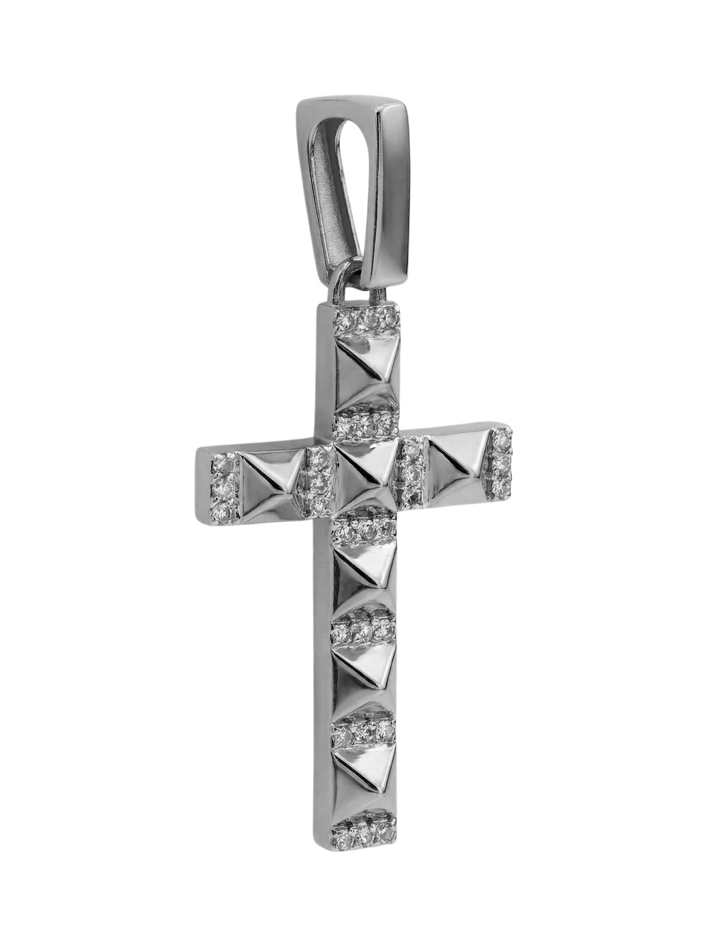 Крест из белого золота 585 пробы c бриллиантами