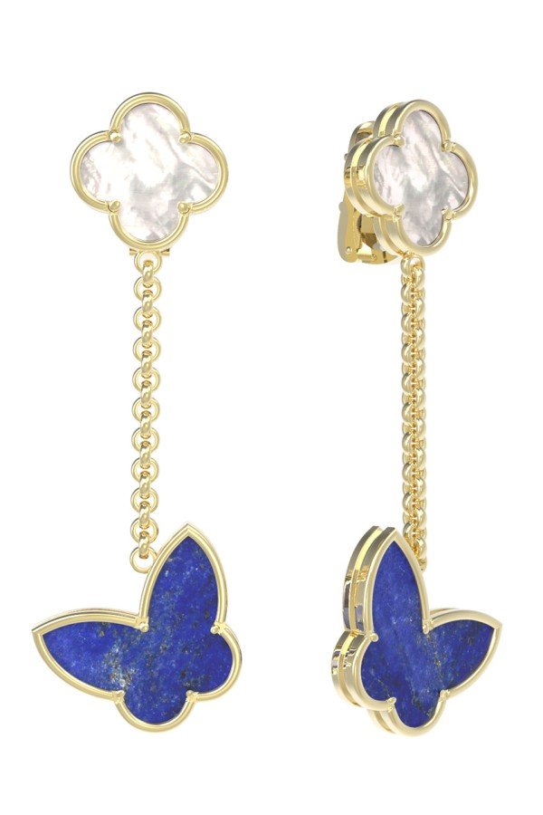 Серьги из лимонного золота c лазуритом и перламутром