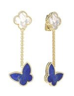 Серьги из лимонного золота c лазуритом и перламутром