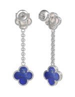 Серьги из белого золота c лазуритом и перламутром