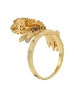 Кольцо из лимонного золота c эмалью, фианитом, цитрином и сапфиром