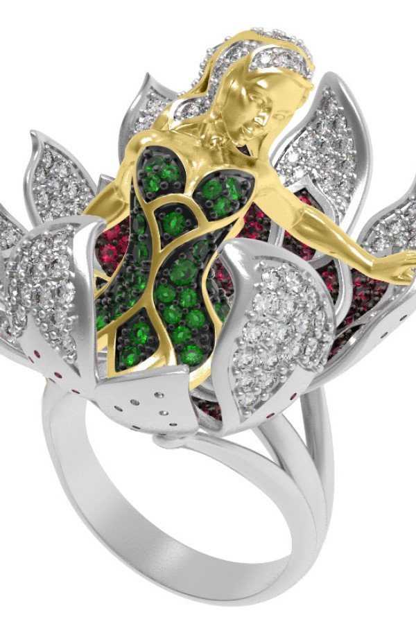 Кольцо из белого золота c фианитом