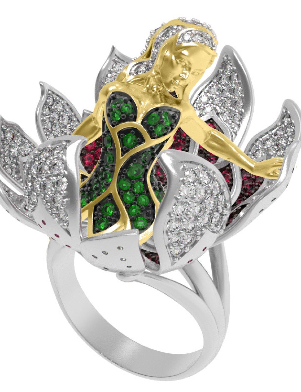 Кольцо из белого золота c фианитом