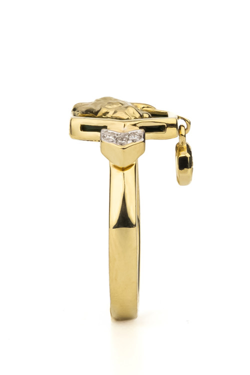 Кольцо из лимонного золота 585 пробы c бриллиантами и малахитом