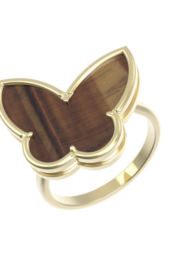 Кольцо из лимонного золота c тигровым глазом