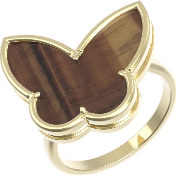 Кольцо из лимонного золота c тигровым глазом