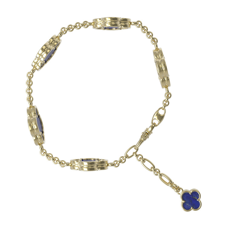 Браслет из лимонного золота 585 пробы c лазуритом
