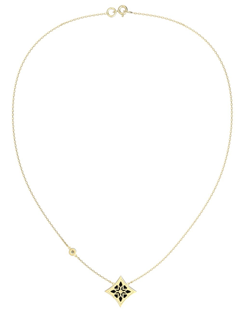 Колье из лимонного золота c бриллиантами и ониксом