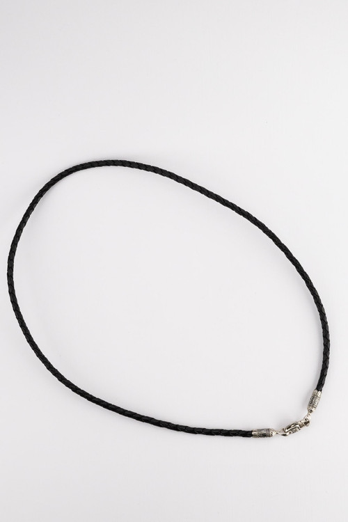 Цепь-шнурок кожа из белого золота 585 пробы c кожаным шнурком