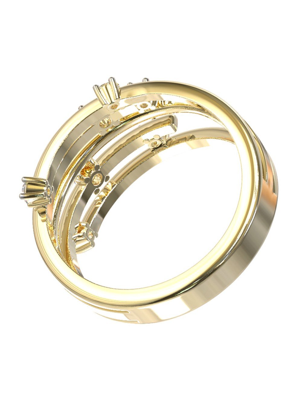 Кольцо из лимонного золота c бриллиантами