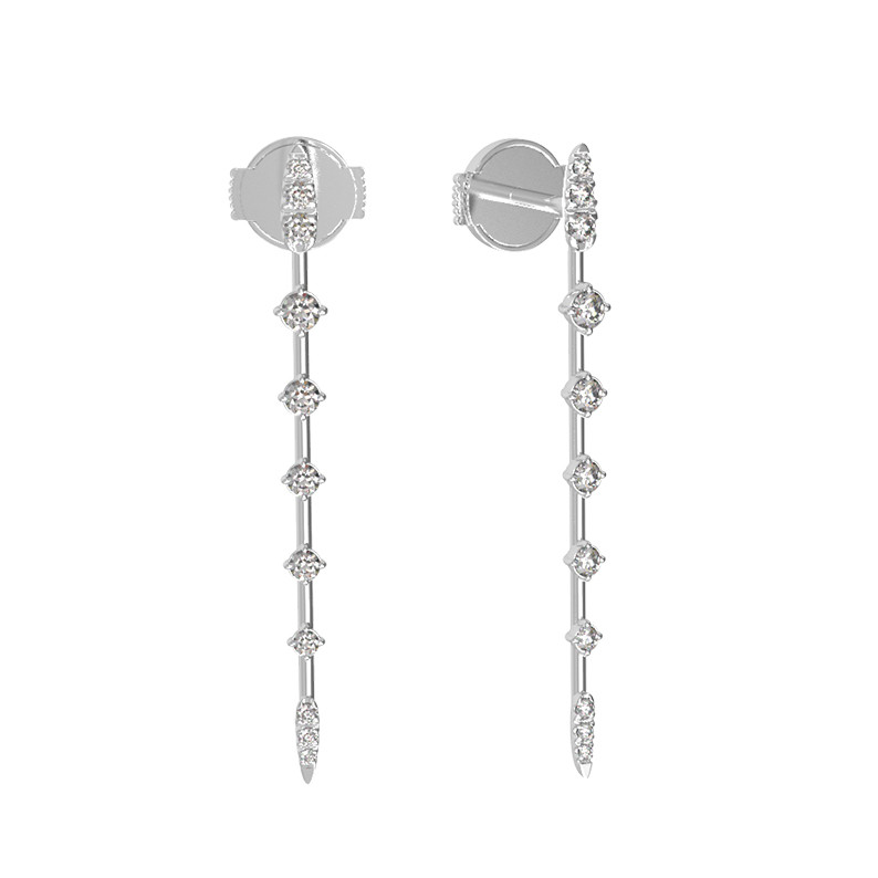 Серьги из белого золота 585 пробы c бриллиантами