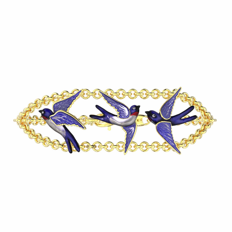 Браслет из лимонного золота 585 пробы c эмалью и топазом London