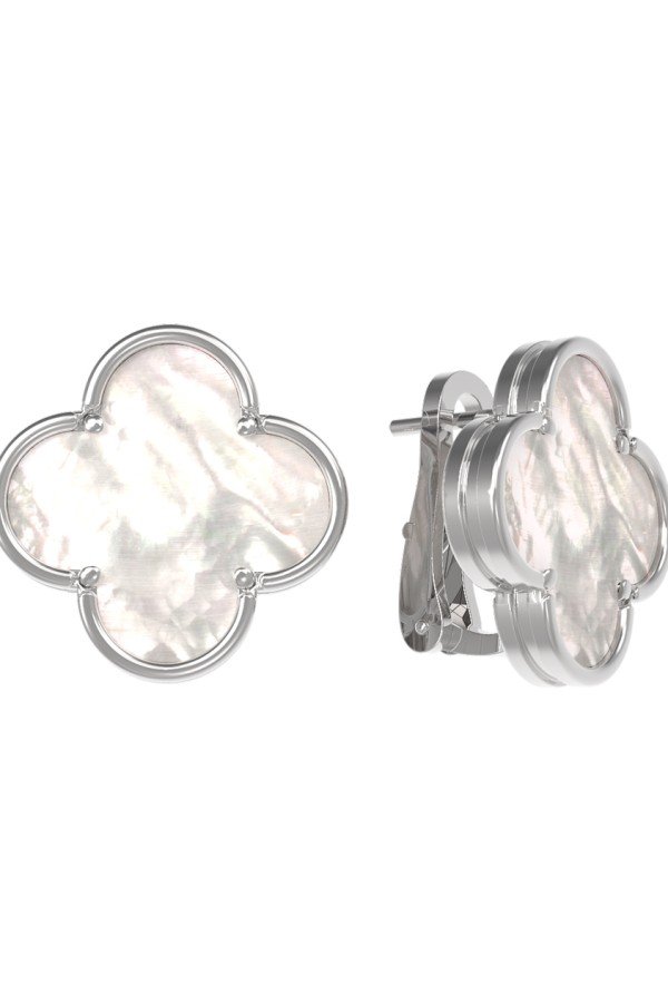 Серьги из белого золота c перламутром