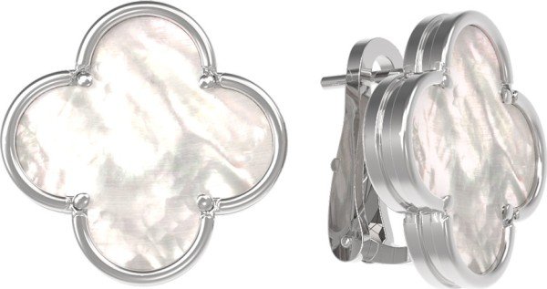 Серьги из белого золота c перламутром
