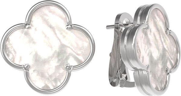 Серьги из белого золота 585 пробы c перламутром