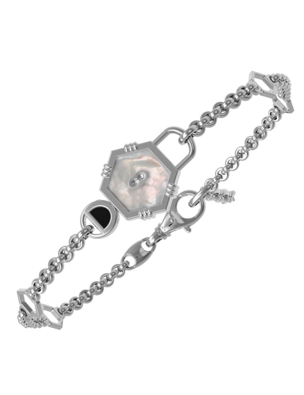 Браслет из белого золота c ониксом и перламутром