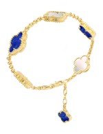 Браслет из лимонного золота c лазуритом и перламутром