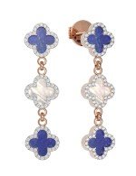 Серьги из золота c бриллиантами, лазуритом и перламутром