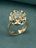 Кольцо из лимонного золота c бриллиантами