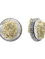 Серьги из лимонного золота c эмалью и перламутром