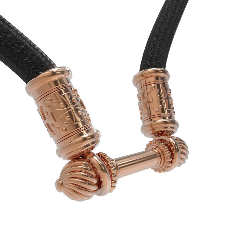 Цепь-шнурок шелк из красного золота 585 пробы c шёлковым шнурком