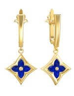 Серьги из лимонного золота c лазуритом