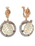 Серьги из золота c эмалью и бивнем мамонта