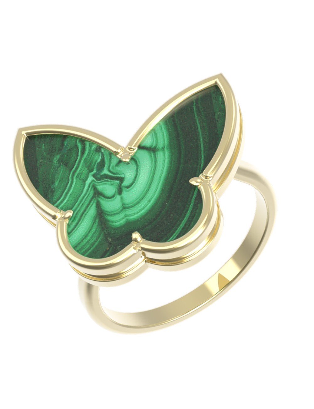 Кольцо из лимонного золота c малахитом