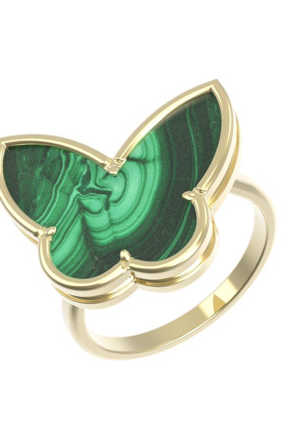 Кольцо из лимонного золота c малахитом
