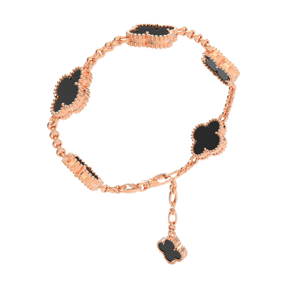 Браслет из красного золота 585 пробы c ониксом