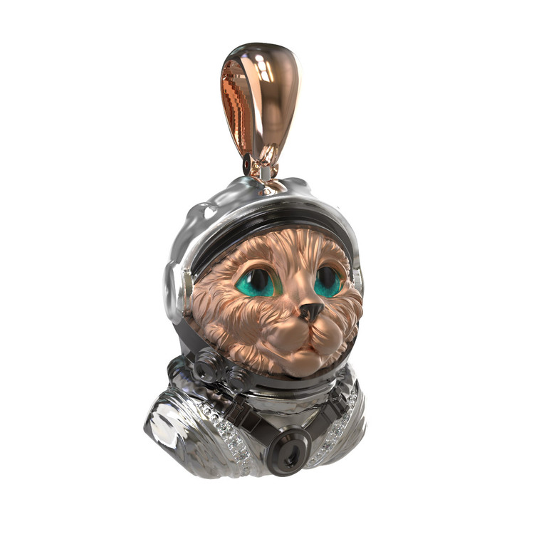 Подвеска из красного золота 585 пробы c эмалью, бриллиантами и рубином