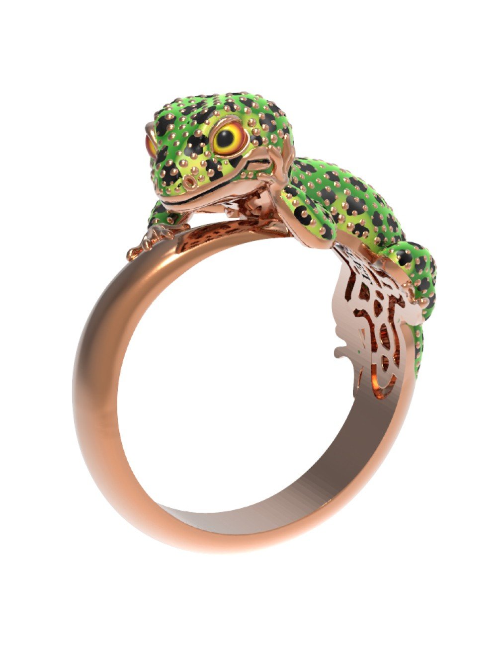 Кольцо из золота c эмалью и рубином