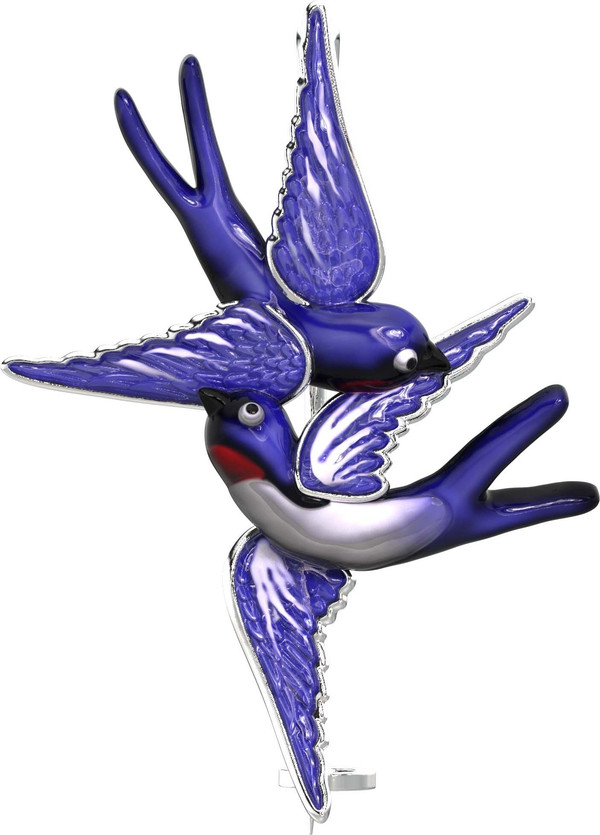 Брошь-подвеска из белого золота 585 пробы c эмалью