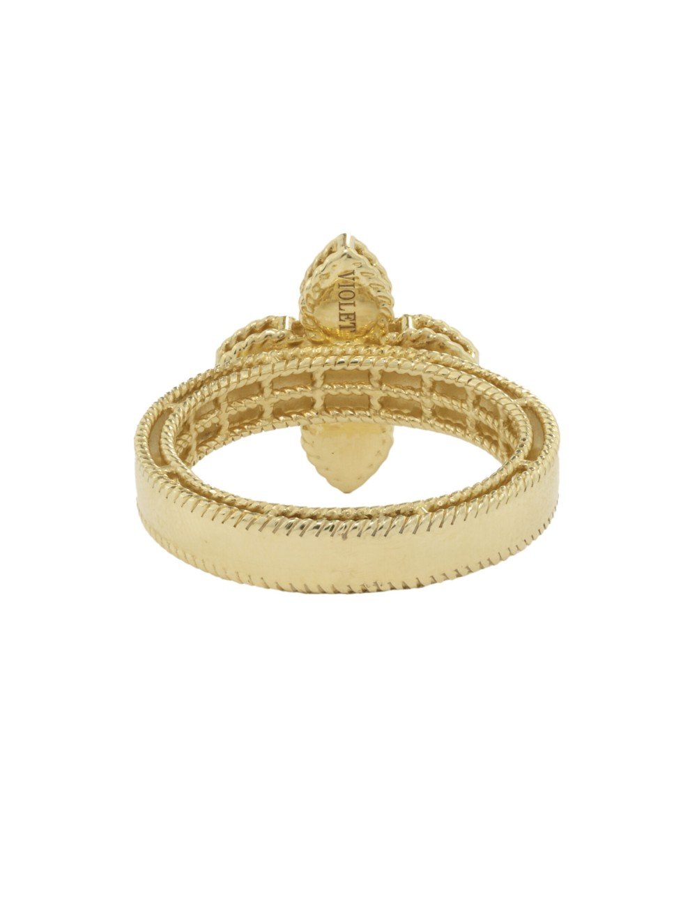 Кольцо из лимонного золота c бриллиантами и перламутром