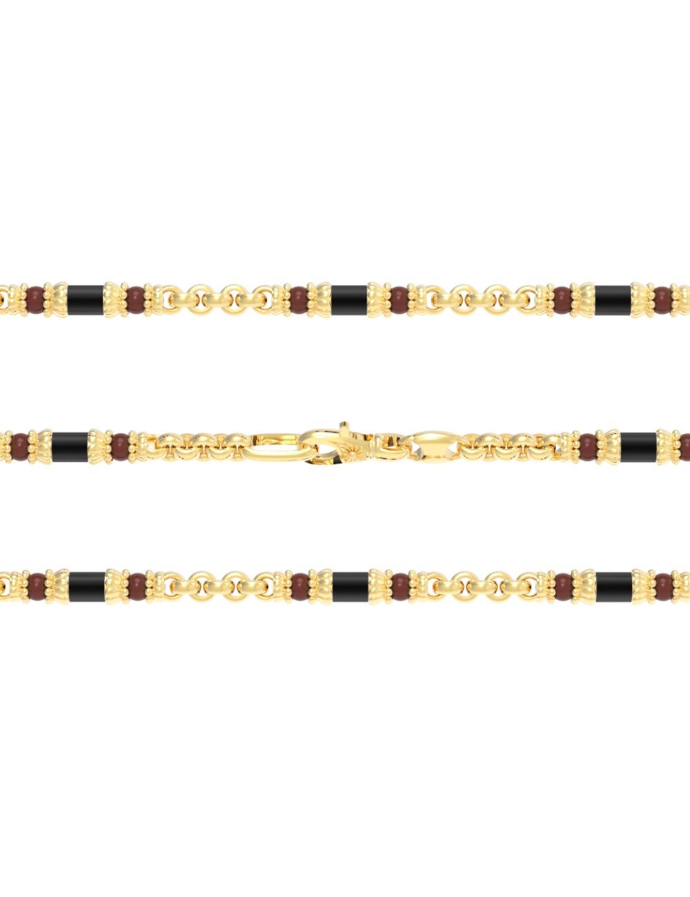 Цепь из лимонного золота c ониксом и кораллом