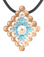 Подвеска из золота c бирюзой и перламутром