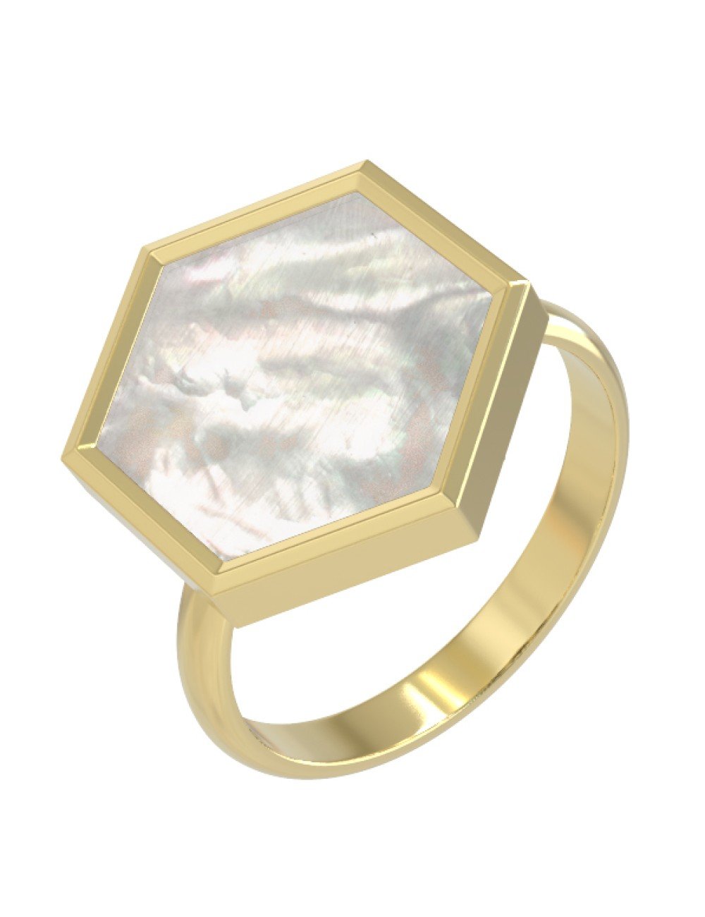 Кольцо из лимонного золота c перламутром