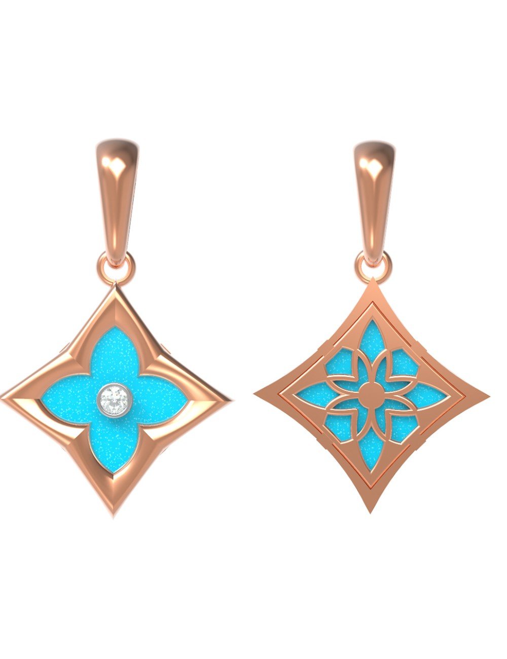 Подвеска из золота c бриллиантами и бирюзой