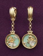 Серьги из лимонного золота c бирюзой и перламутром