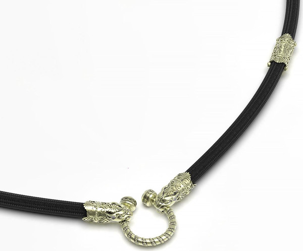 Цепь-шнурок шелк из зелёного золота 585 пробы c шёлковым шнурком