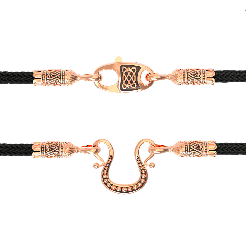 Цепь-шнурок шелк из красного золота 585 пробы c шёлковым шнурком