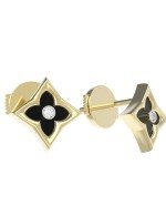 Серьги из лимонного золота c бриллиантами и ониксом