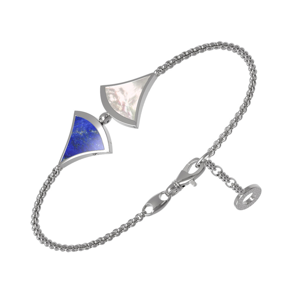 Браслет из белого золота 585 пробы c лазуритом и перламутром